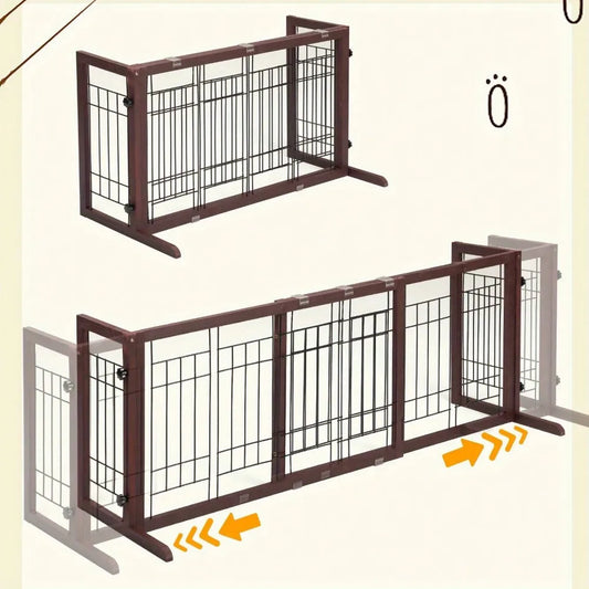 Freestanding Foldable Wire Pet Gate for Puppies and Dogs