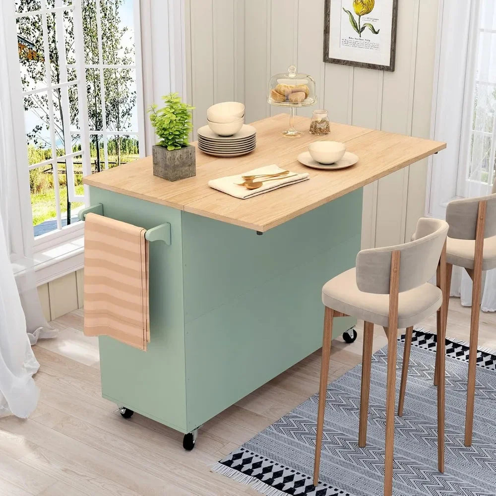 Angduo Rolling Kitchen Island With Storage For Home Bar