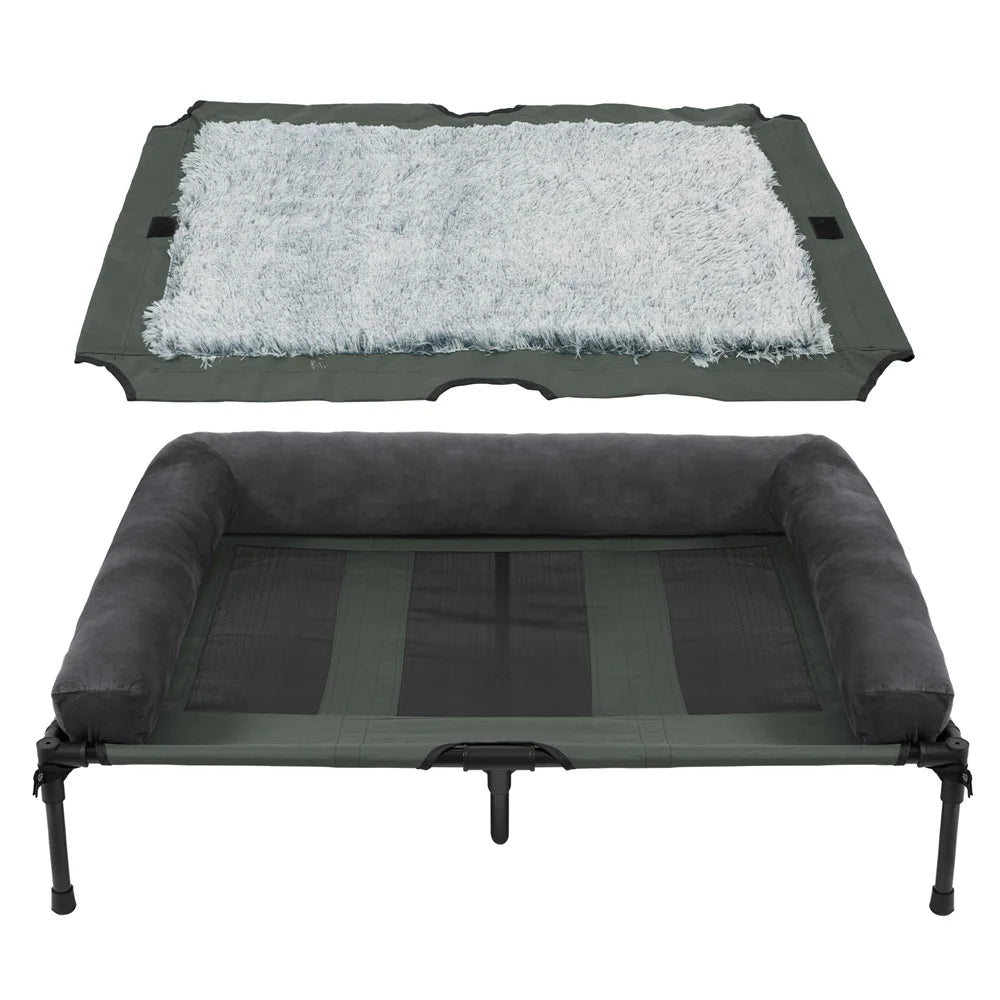 BORWARTCN Outdoor Raised Dog Bed With Cooling Mat Garden