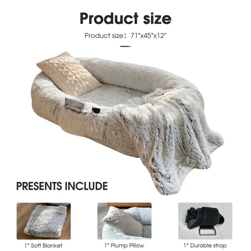 Faux Fur Human Dog Bed For Cozy Rest And Soft Naps