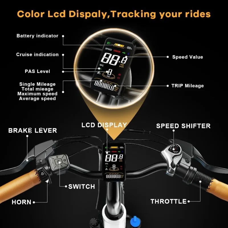 Peak Electric Mountain Bike with Removable Battery and 7-Speed Gear