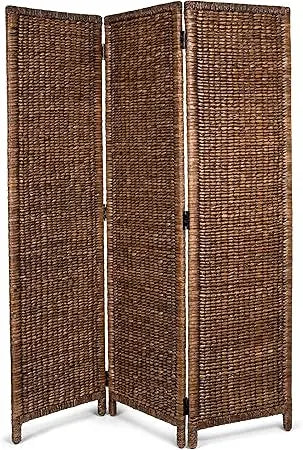 Handwoven Seagrass Room Divider Three Panel Privacy Screen