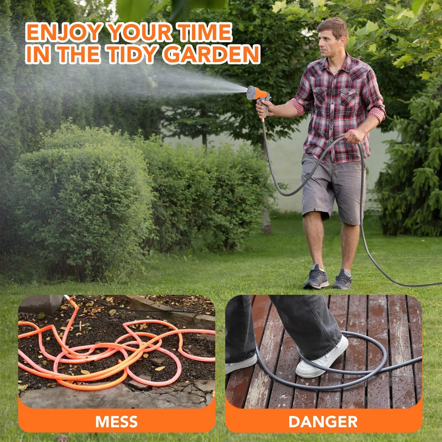 Retractable Garden Hose Reel with 9 Function Sprayer System