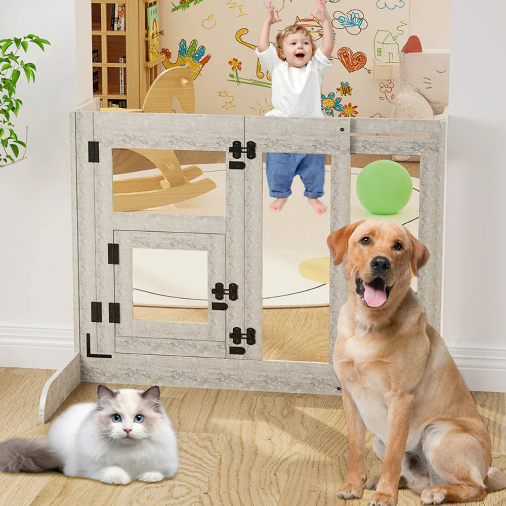 Dog Door Heavy Duty Gate With Retractable Walkthrough