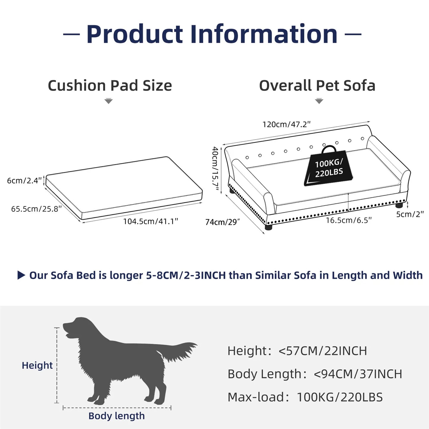 Bingopaw Deluxe Velvet Dog Sofa Bed With Memory Foam