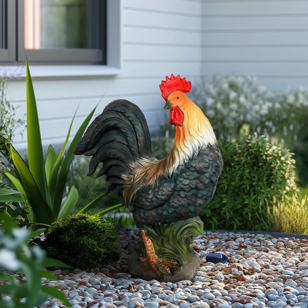 Concrete Rooster Statue for Garden Decor and Outdoor Aesthetics