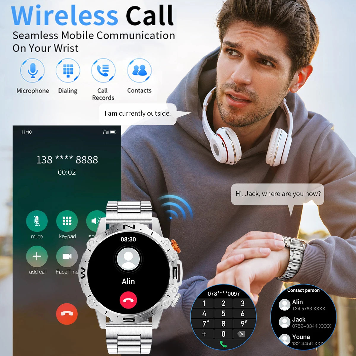 LIGE Bluetooth Call Smart Watch for Men with AMOLED Screen