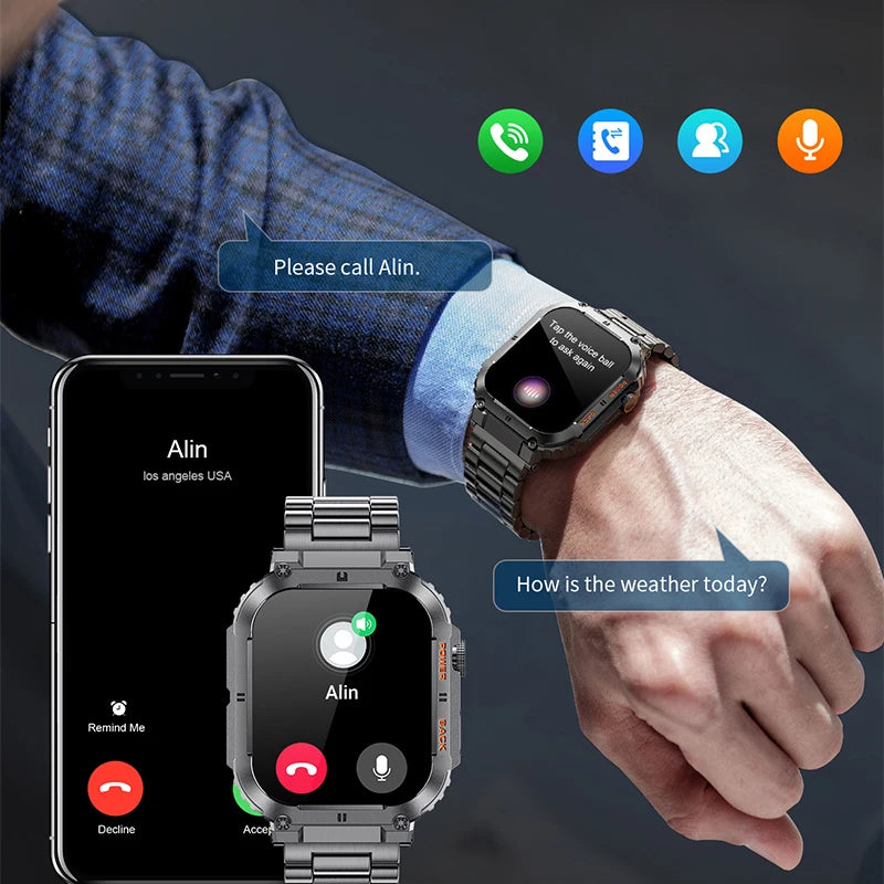 LIGE Outdoor Sports Fitness Smartwatch for Men with Bluetooth Calling