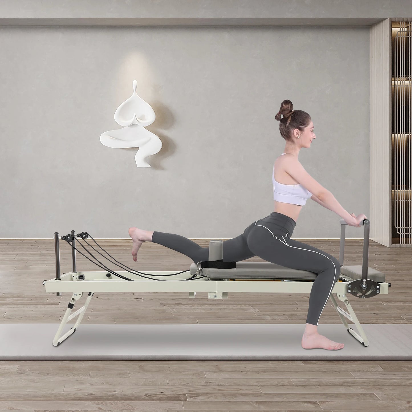 Foldable Pilates Reformer Machine for Home Yoga Fitness