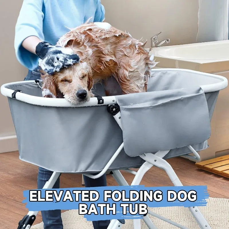 Dog Litter Elevated Foldable Dog Bath Tub Grooming Station