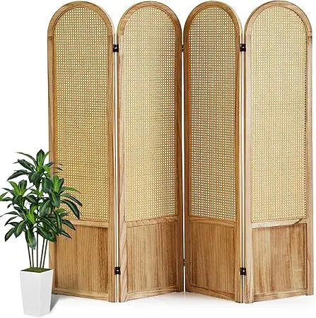 Folding Rattan Room Divider Privacy Screen for Stylish Spaces