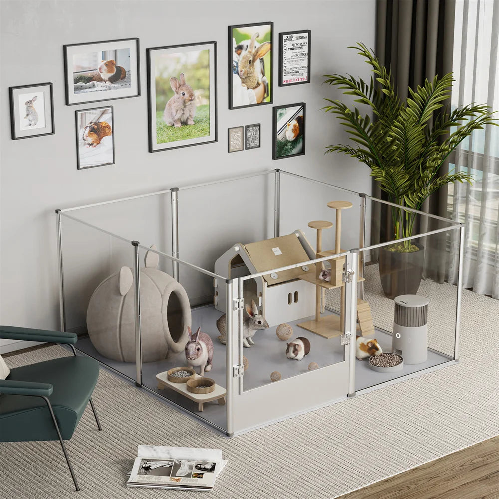 BORWARTH Acrylic Dog Pen Enclosure with Waterproof Pad