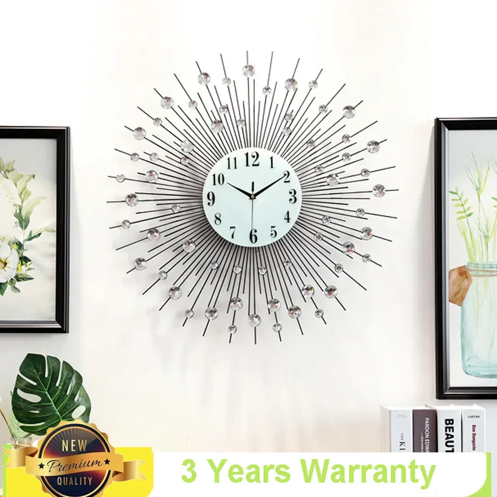 Sunburst Metal Wall Clock 3D Design Battery Operated