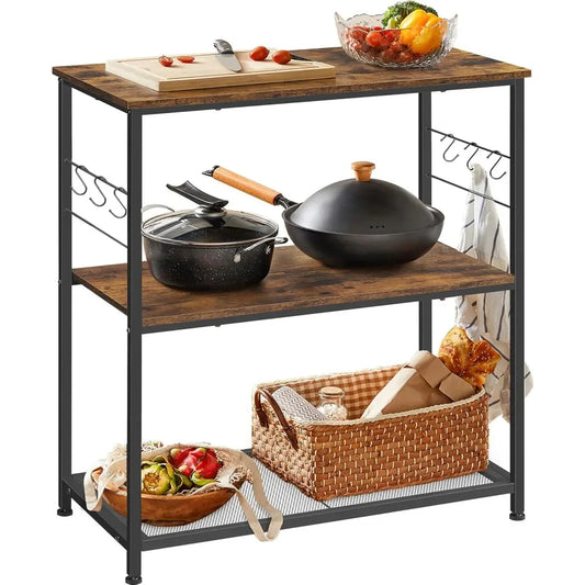 ANGDUO Bakers Rack Kitchen Island With Open Shelves