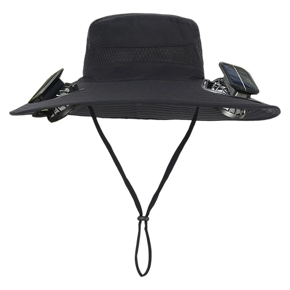 Alloet Dual Solar Fan Hat For Outdoor Fishing And Hiking