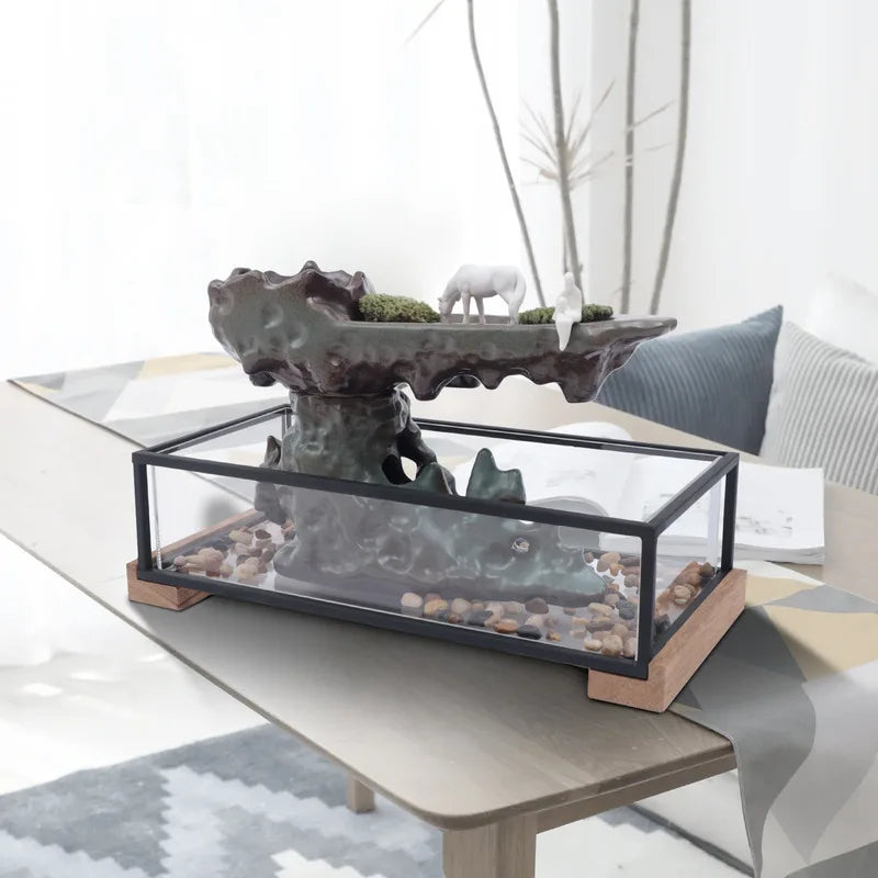 Hign-concerned Desktop Fountain Glass Fish Tank Decor