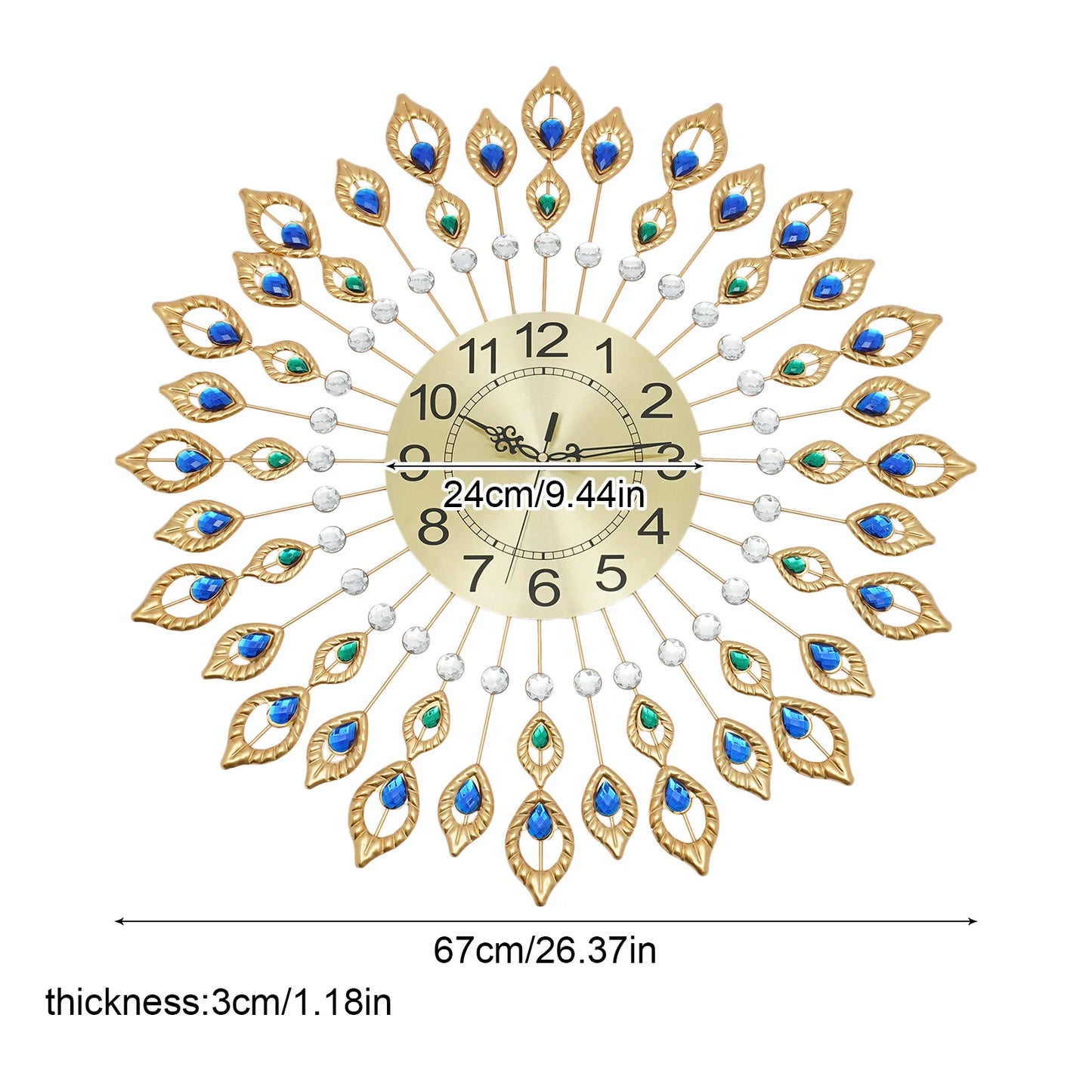 Hign Concerned Peacock Wall Clock Modern Living Decor