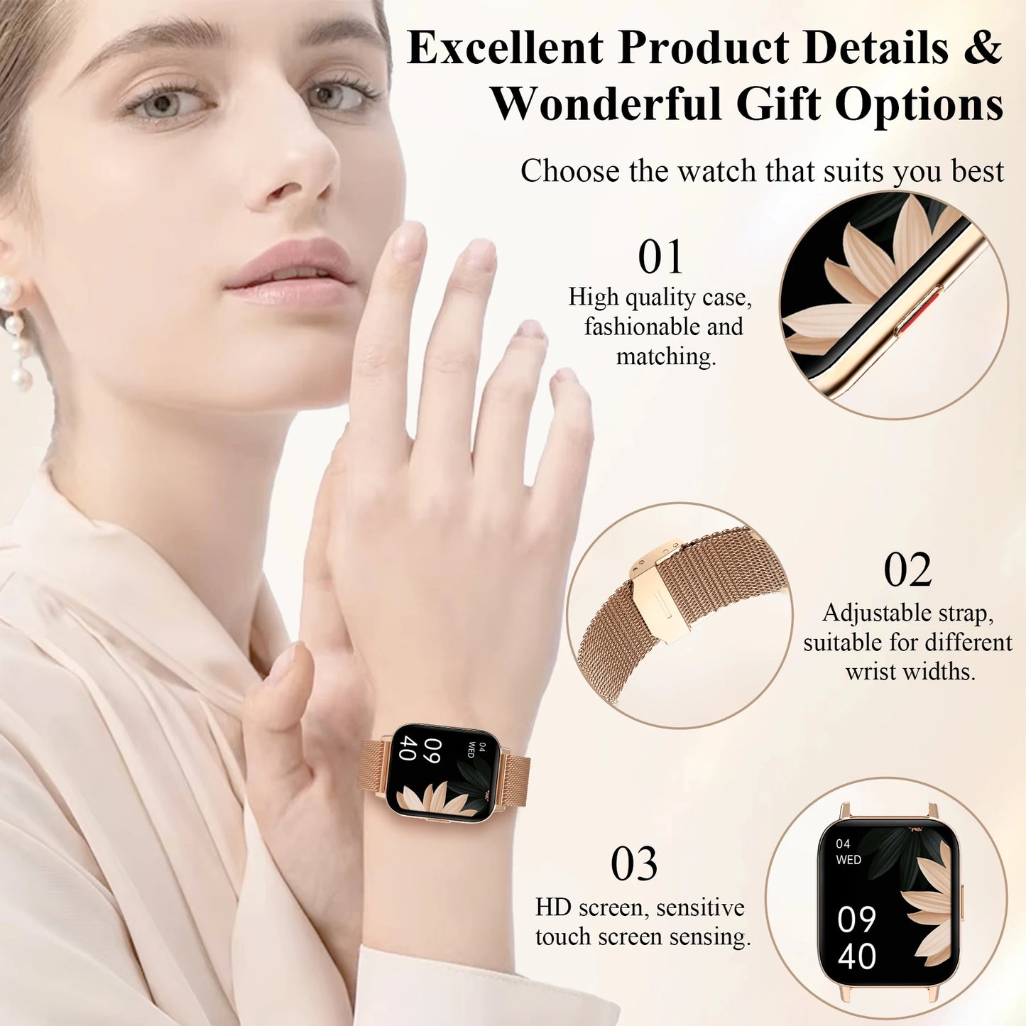 Smart Fitness Watch with Call and Message Alerts for All
