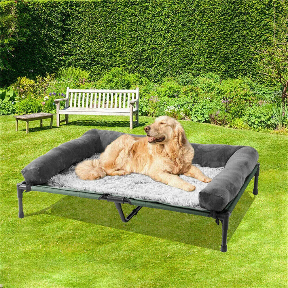 BORWARTCN Outdoor Raised Dog Bed With Cooling Mat Garden