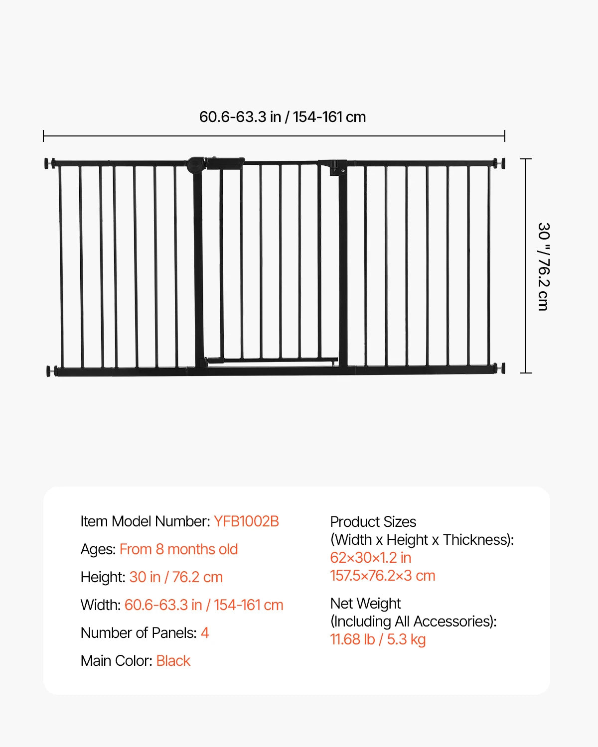 SucceBuy Baby Gate Walk Through Security Gate For Pets
