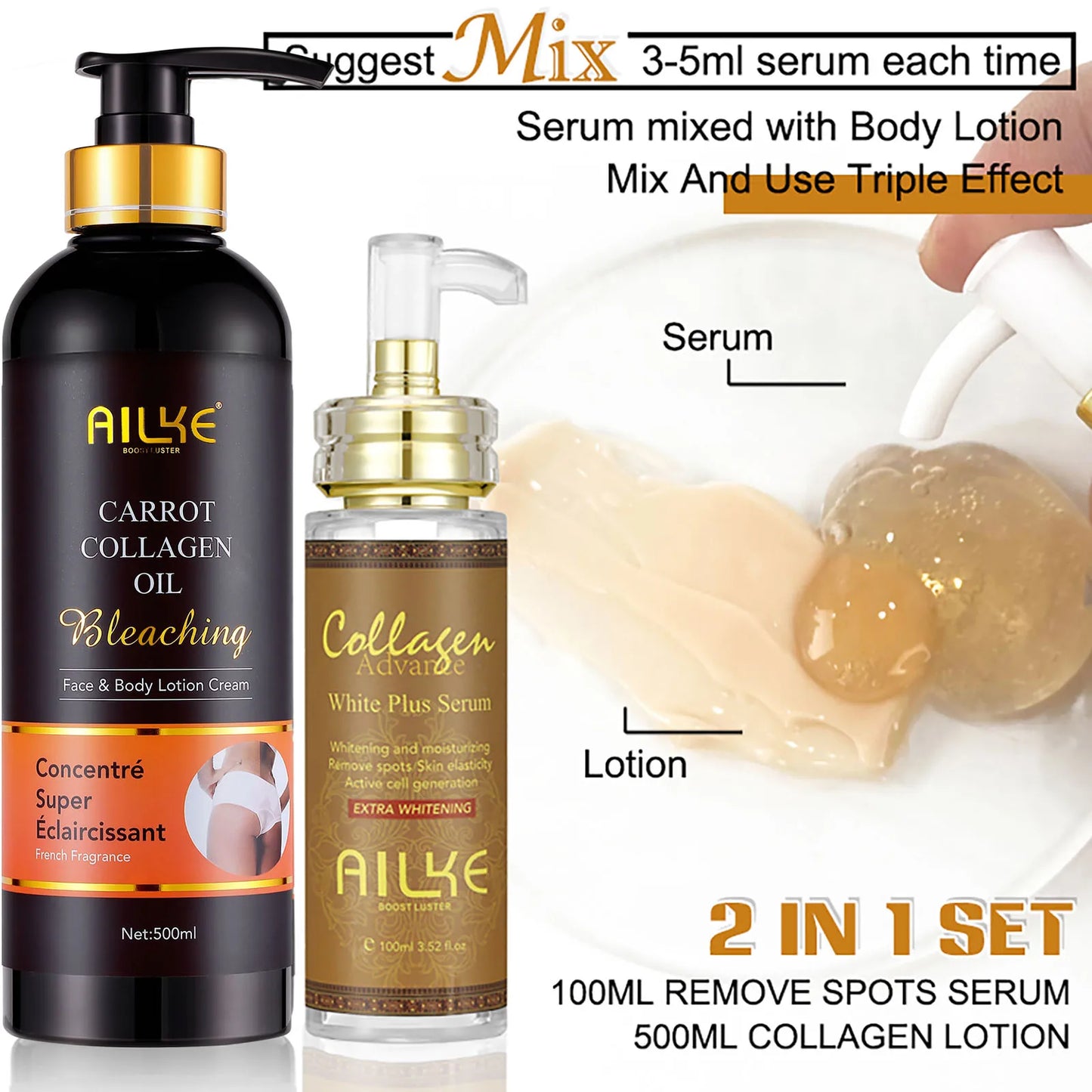 AILKE Skin Whitening Serum For Face And Body With Collagen