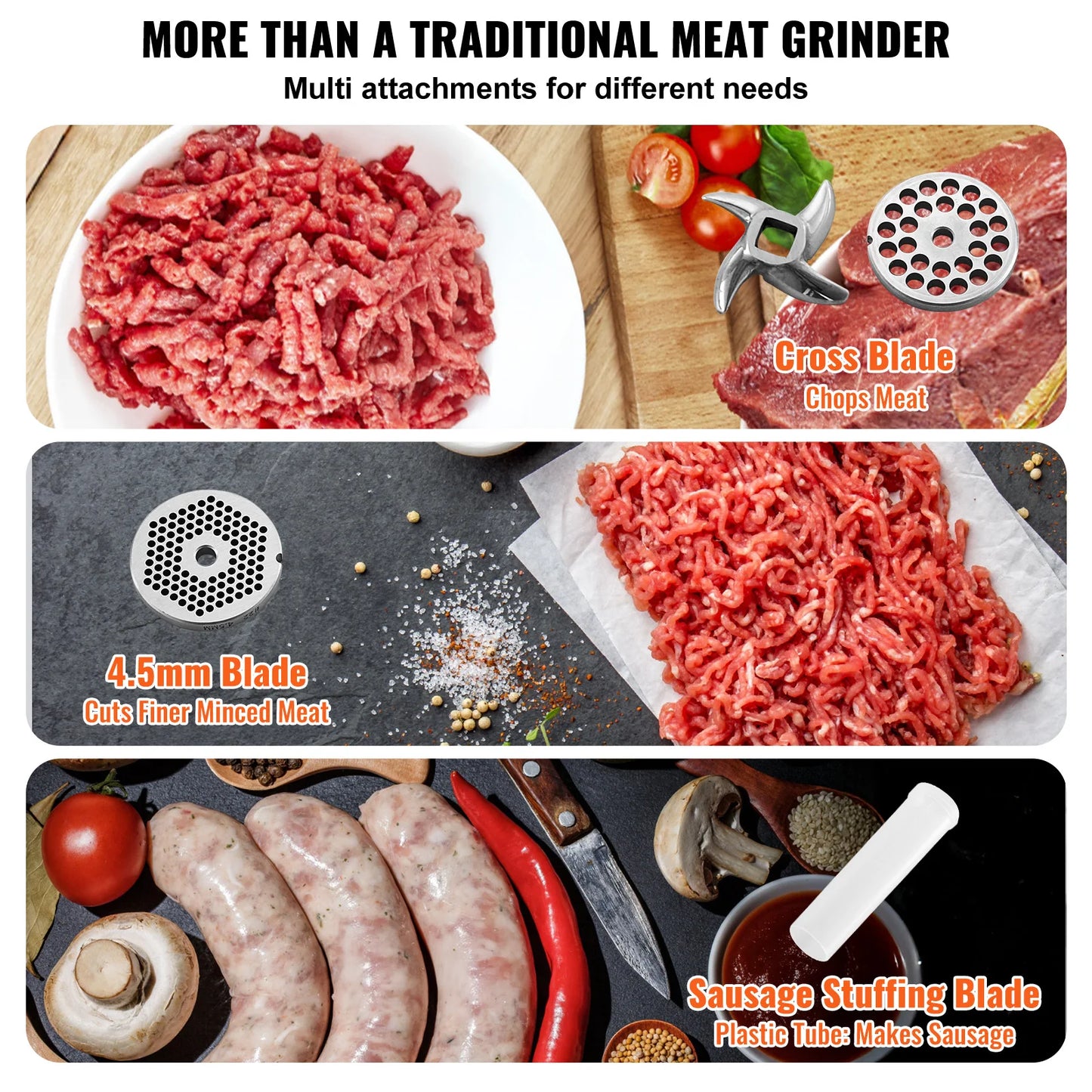 VEVOR Commercial Meat Grinder Electric 1000W for Kitchen