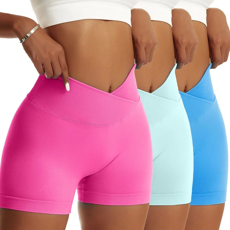 OVESPORTCN Women Yoga Shorts High Waist Breathable Fit