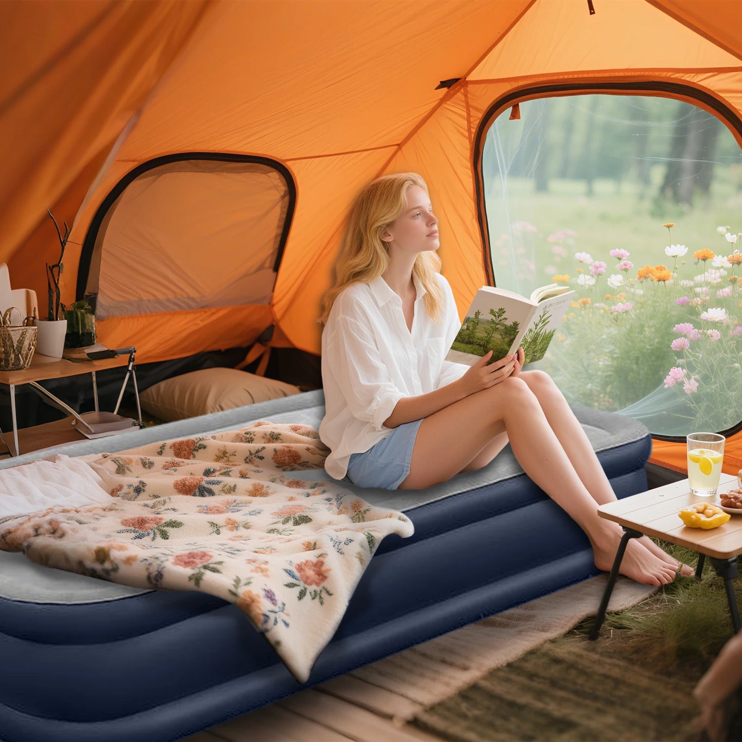 By Inflating Foldable Mattress With Built In Pump Bed