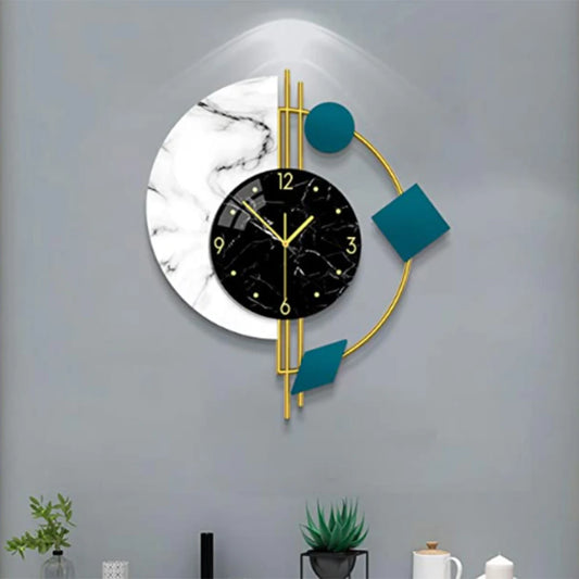 Combination Marble Semicircle Quartz Wall Clock Living Room