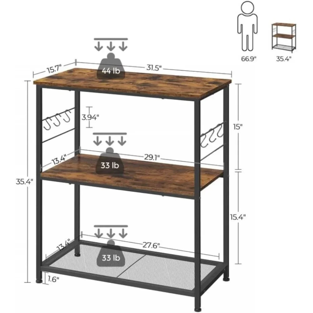 ANGDUO Bakers Rack Kitchen Island With Open Shelves