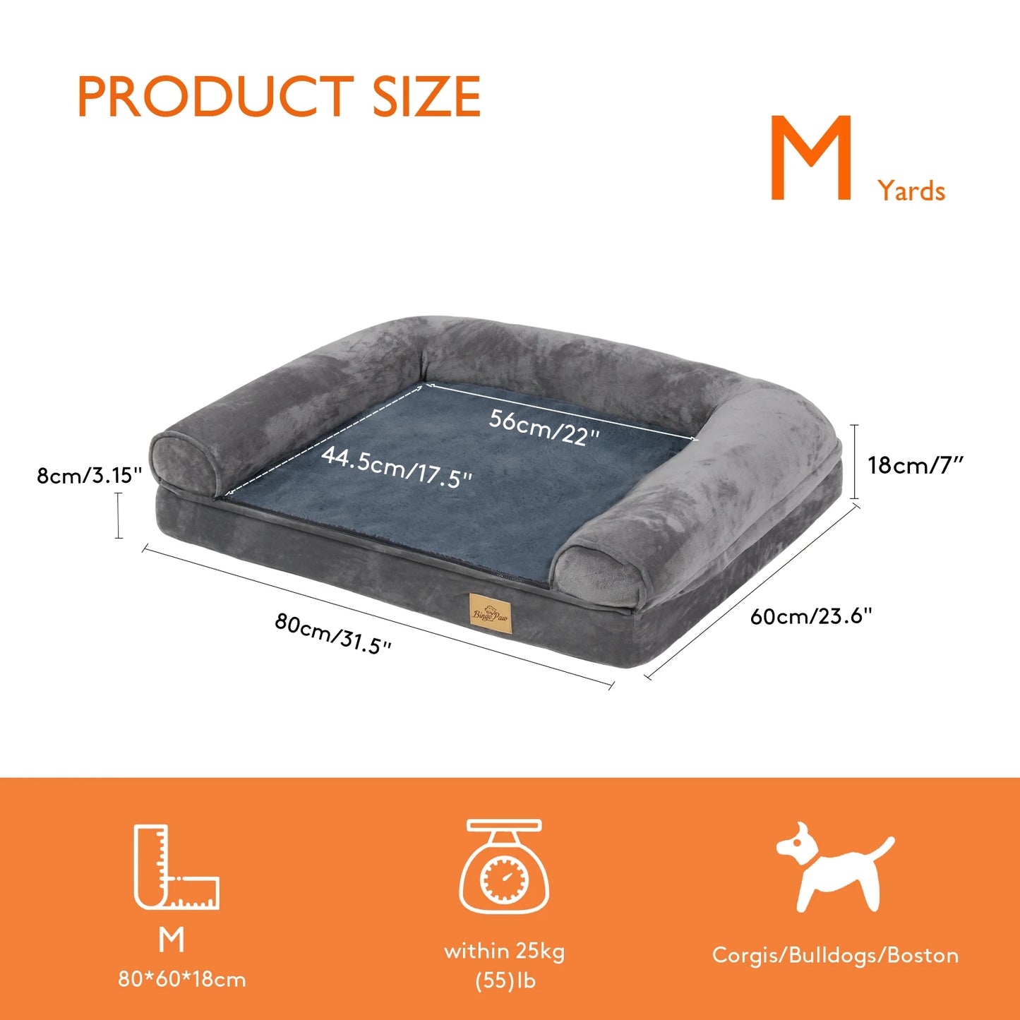BINGOPAWCN Orthopedic Dog Bed With Removable Cover Premium