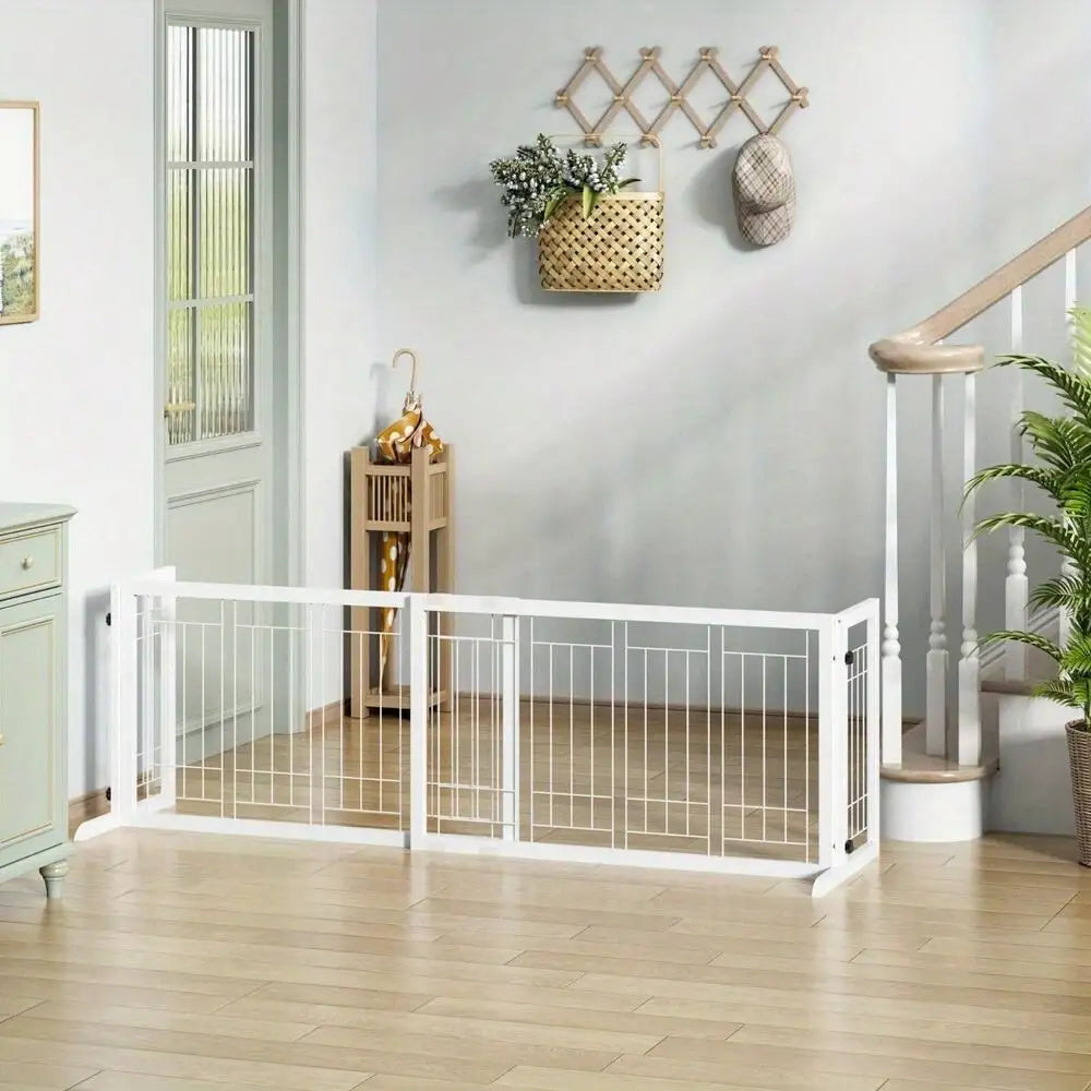 Freestanding Foldable Wire Pet Gate for Puppies and Dogs