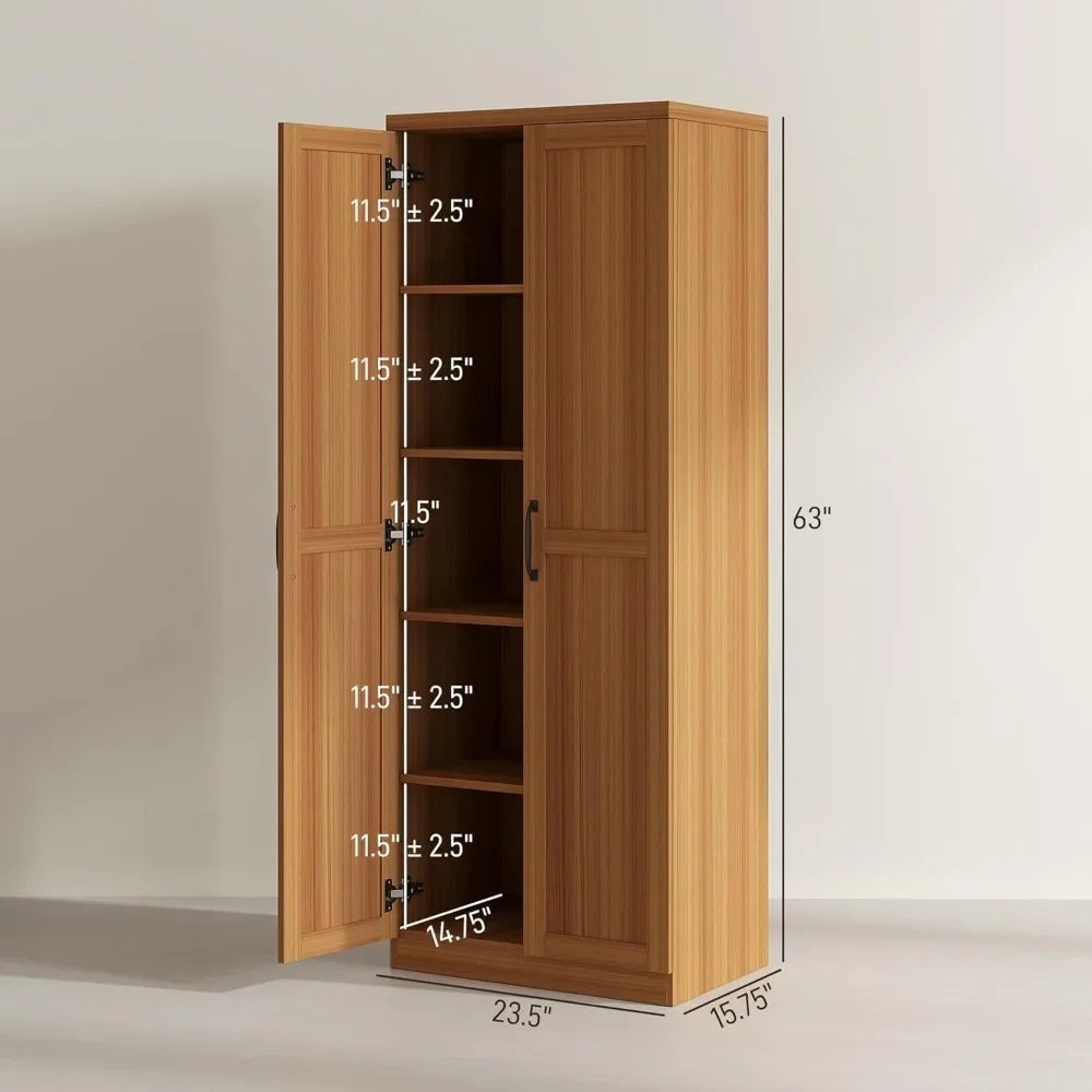 Freestanding Kitchen Pantry with Adjustable Shelves and Storage Solutions