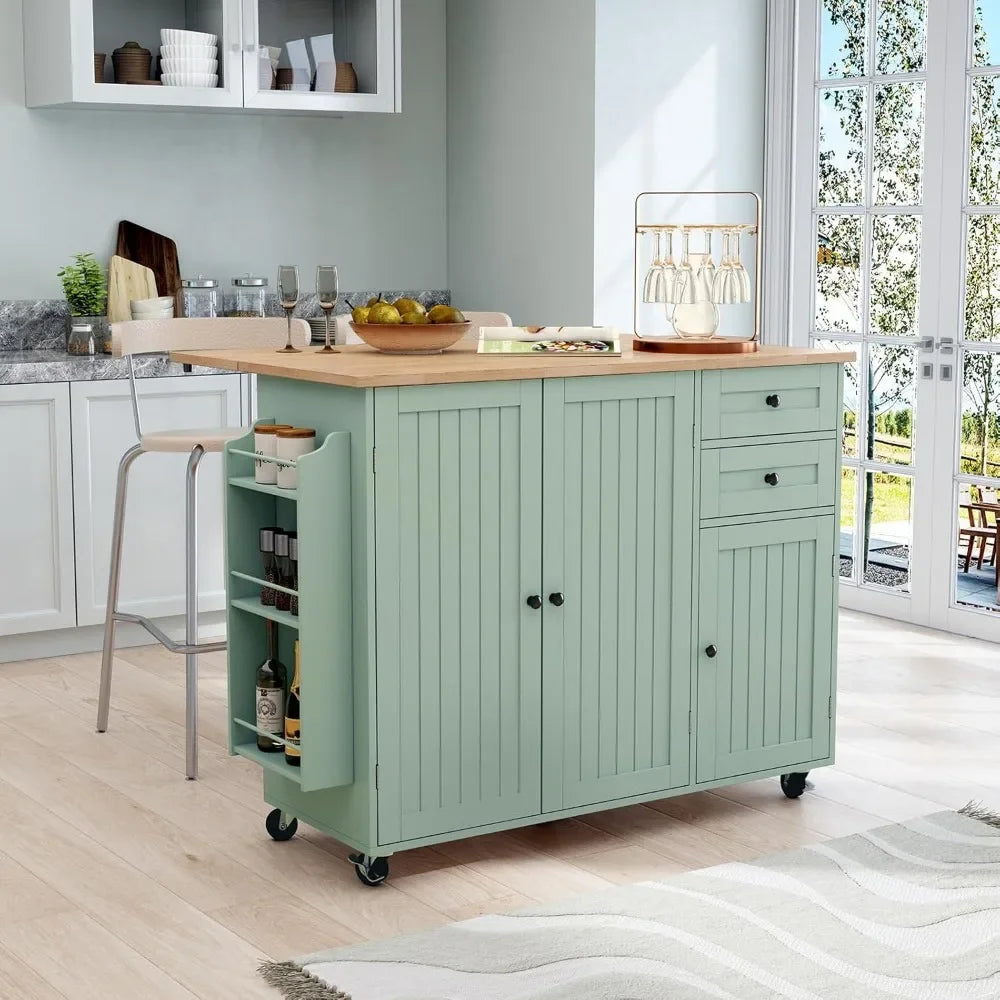 Angduo Rolling Kitchen Island With Storage For Home Bar