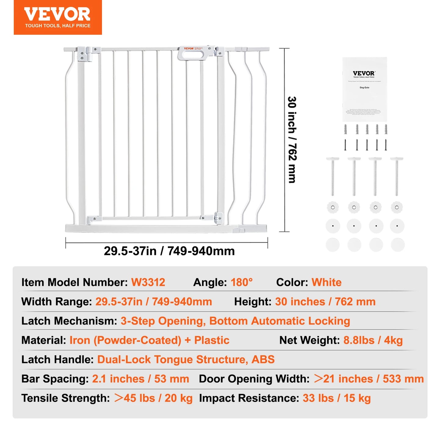 SucceBuy Baby Gate Walk Through Security Gate For Pets
