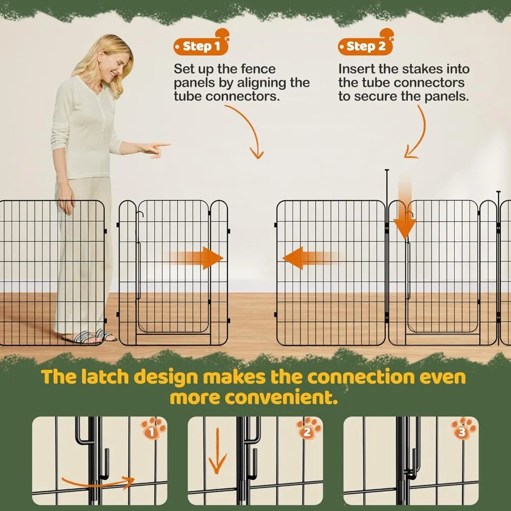 Dog Playpen Foldable Indoor Outdoor With Door 16 Panels
