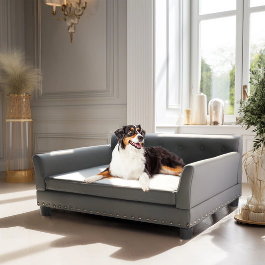 BINGOPAWCN Elevated Dog Bed Sofa Microfiber Leather Cover