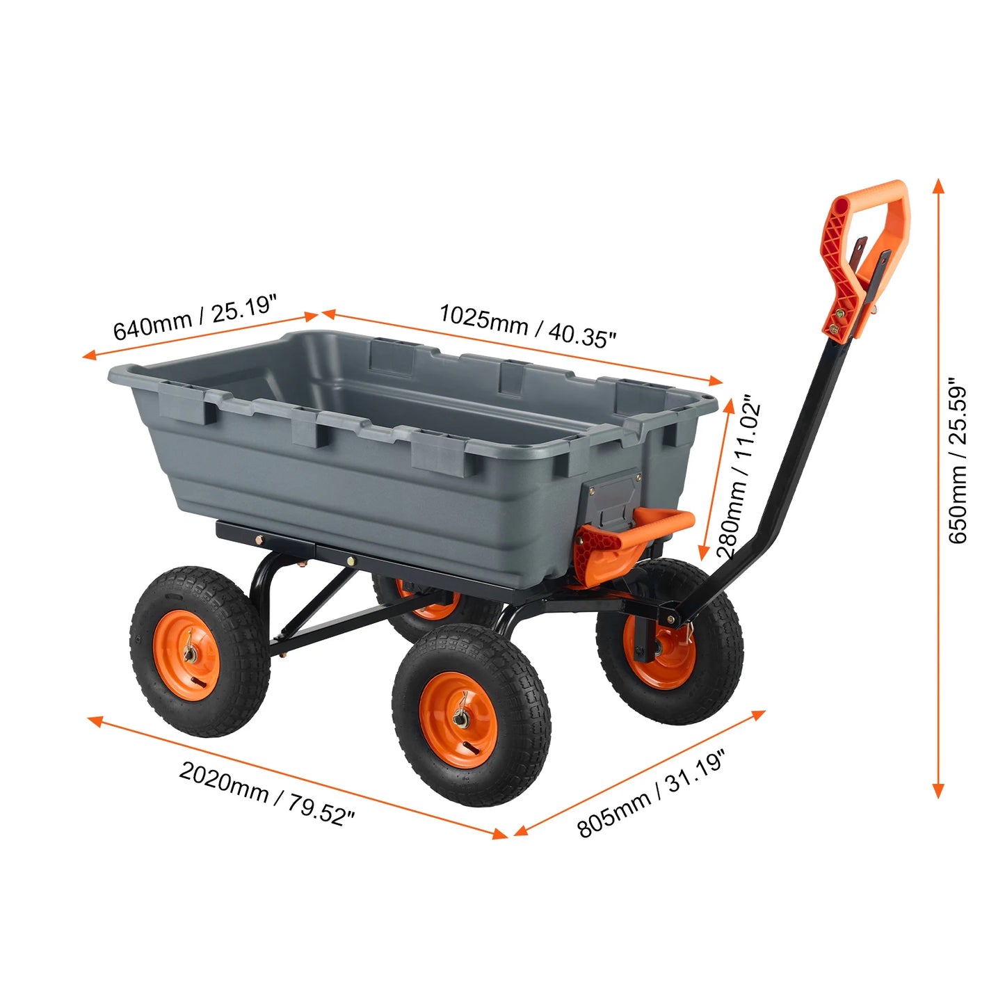 SucceBuy Sturdy Poly Garden Dump Cart With Steel Frame