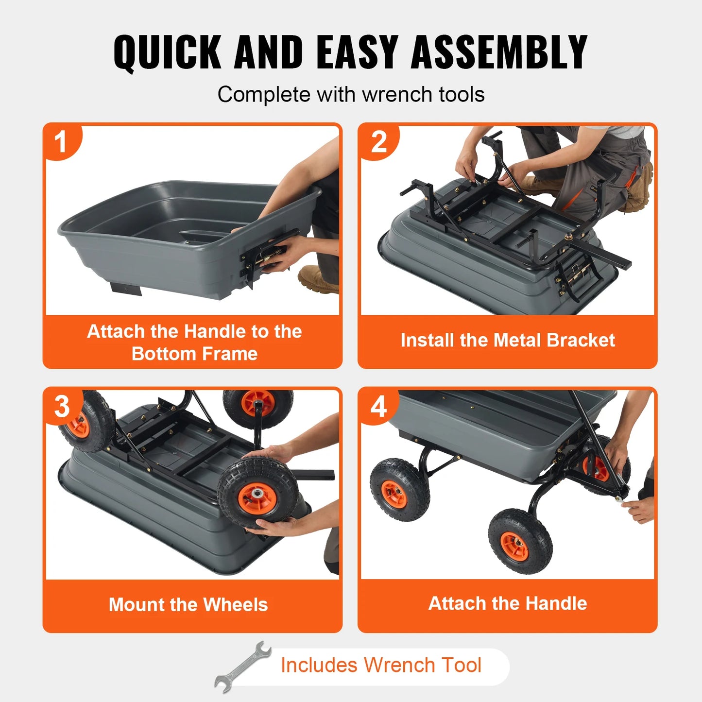 VEVOR Dump Cart Poly Garden Wagon With SteelFrame Premium