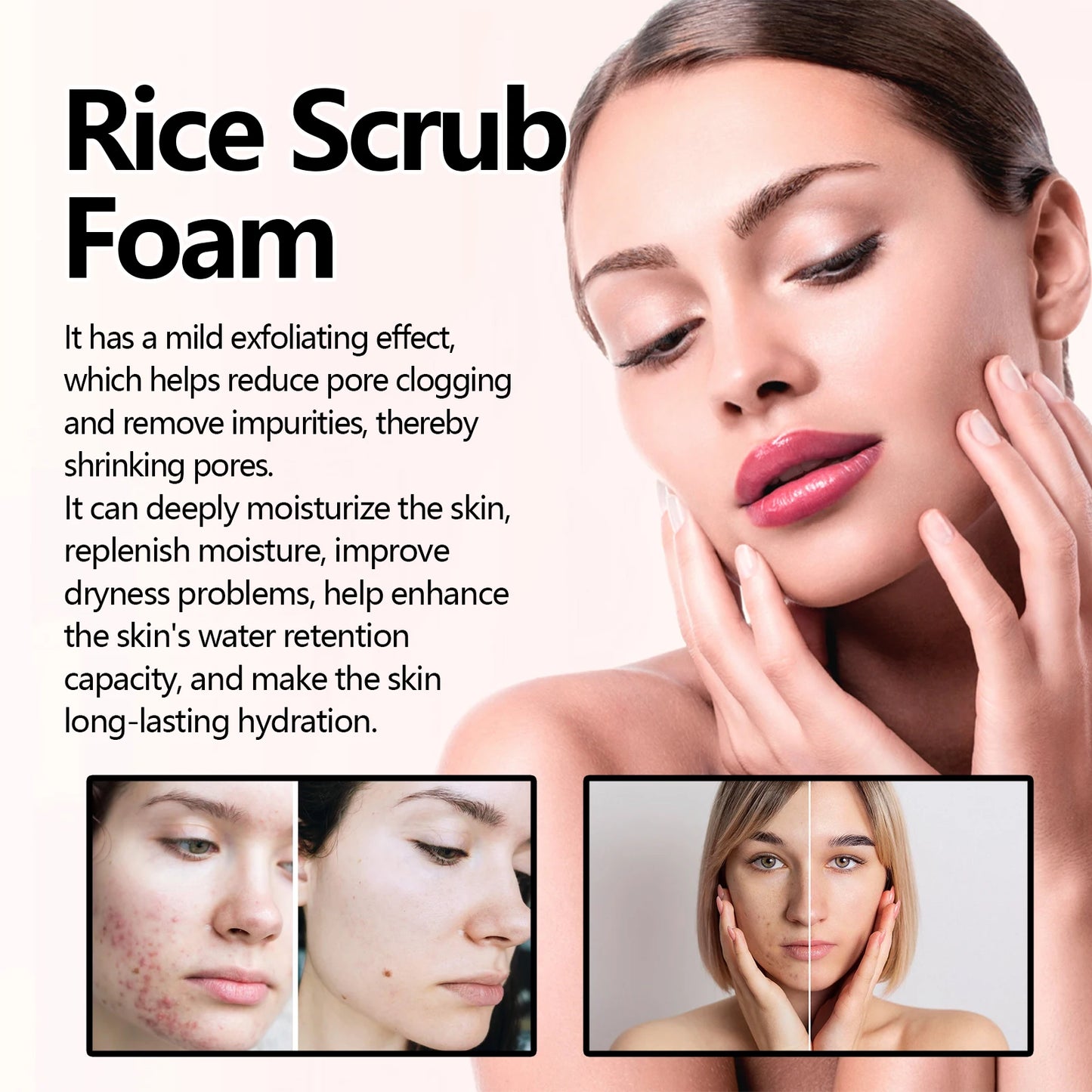 Rice Facial Cleanser for Blackhead Removal and Pore Shrinking