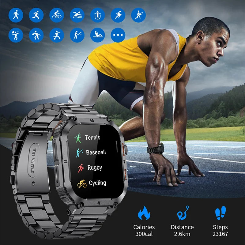 LIGE Outdoor Sports Fitness Smartwatch for Men with Bluetooth Calling