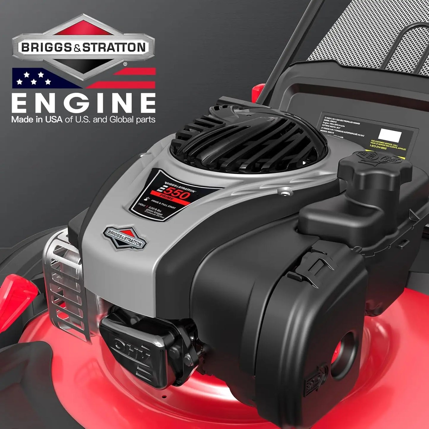 XMSJ Gas Lawn Mower Briggs And Stratton 140cc Engine