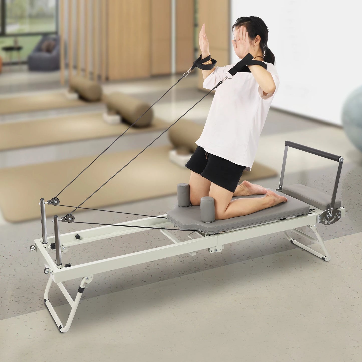 Foldable Pilates Reformer Machine for Home Yoga Fitness