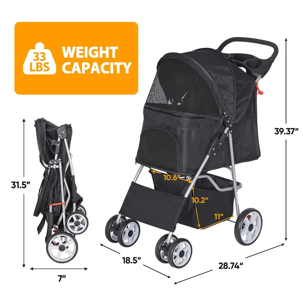 Dog Stroller Pet Travel Carriage Safe and Comfortable Ride