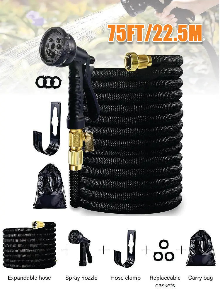 Expandable Garden Hose Kit for Lawn and Car Washing