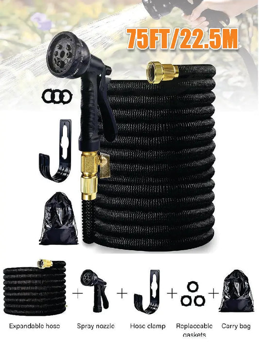 Expandable Garden Hose Kit for Lawn and Car Washing