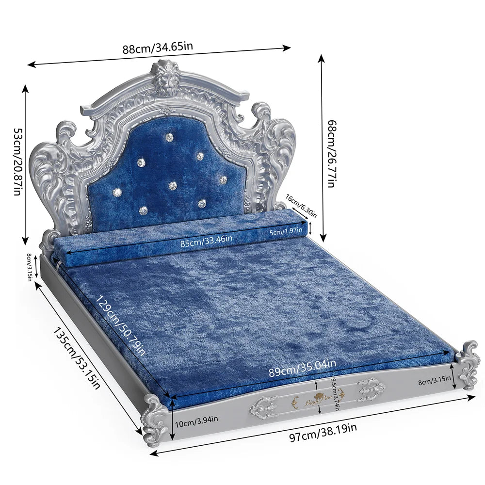BORWARTCN Large Dog Bed With Headboard Velvet Sofa Comfort