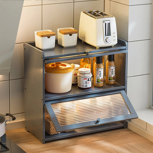 Bamboo 2-Tier Countertop Storage Cabinet for Kitchen Organization