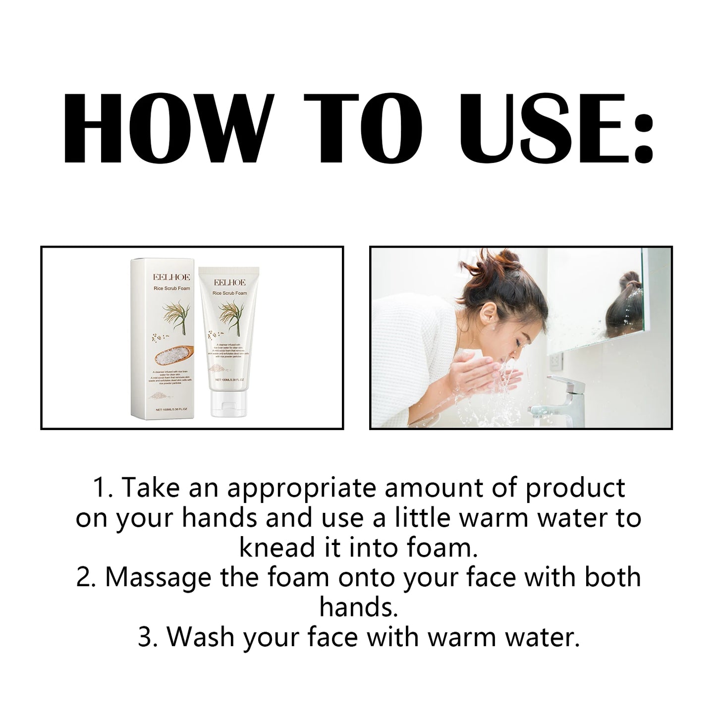 Rice Facial Cleanser for Blackhead Removal and Pore Shrinking