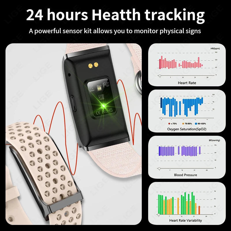 LIGE No Screen Smart Watch 20 Day Battery Blood Oxygen